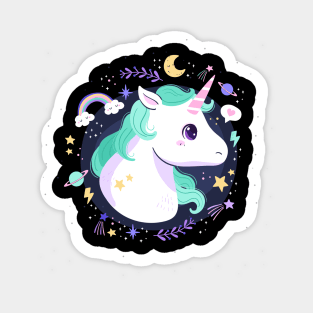 Cute unicorn with pastel color frame Sticker